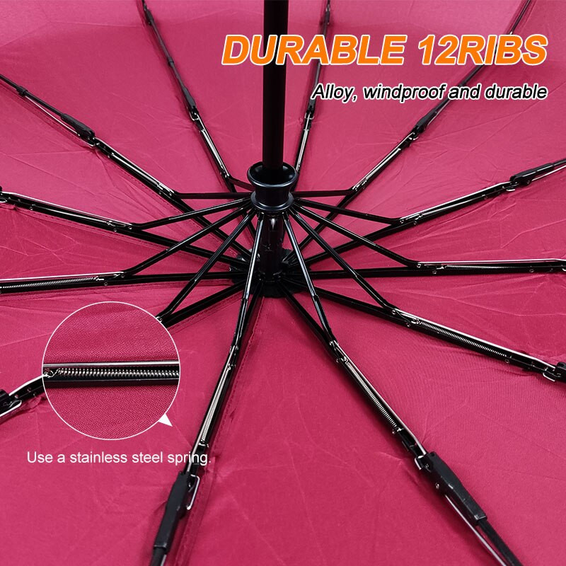 12K silný vetruodolný automatický dáždnik, módny dáždnik pre ženy, vetruodolný, 3-násobný, dlhá rukoväť pre mužov, obchodný, outdoorový, cestovný dáždnik