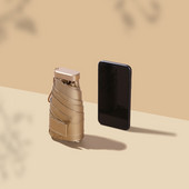 Umbrelă mică, anti-UV, pliabilă în cinci, ploaie, cadou de vară pentru femei, mini umbrele de buzunar, umbrelă de soare, impermeabilă, portabilă, de călătorie, aur, moda