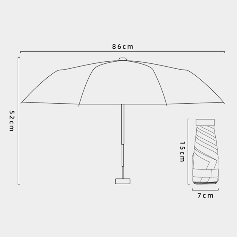 Umbrelă mică, anti-UV, pliabilă în cinci, ploaie, cadou de vară pentru femei, mini umbrele de buzunar, umbrelă de soare, impermeabilă, portabilă, de călătorie, aur, moda