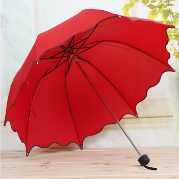 Дамски чадър за дъжд Дамски чадъри с дръжка Creative Lotus Lace Сладка принцеса Sunny and Rainy Anti-UV Umbralla Drinkware