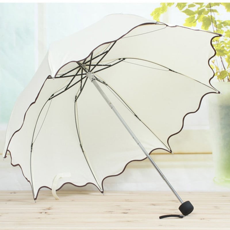 Sieviešu lietussargi Sieviešu lietussargi Rokturis Radošs Lotosa mežģīnes Jauka princese Saulaina un lietaina pret UV lietussarga dzēriens