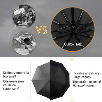 2022 Αυτόματη αντιανεμική ομπρέλα Γυναικεία Ανδρική Ανθεκτική στη βροχή 10K 3 Πτυσσόμενες Ισχυρές μεγάλες ομπρέλες ήλιου Paraguas Drop Ship
