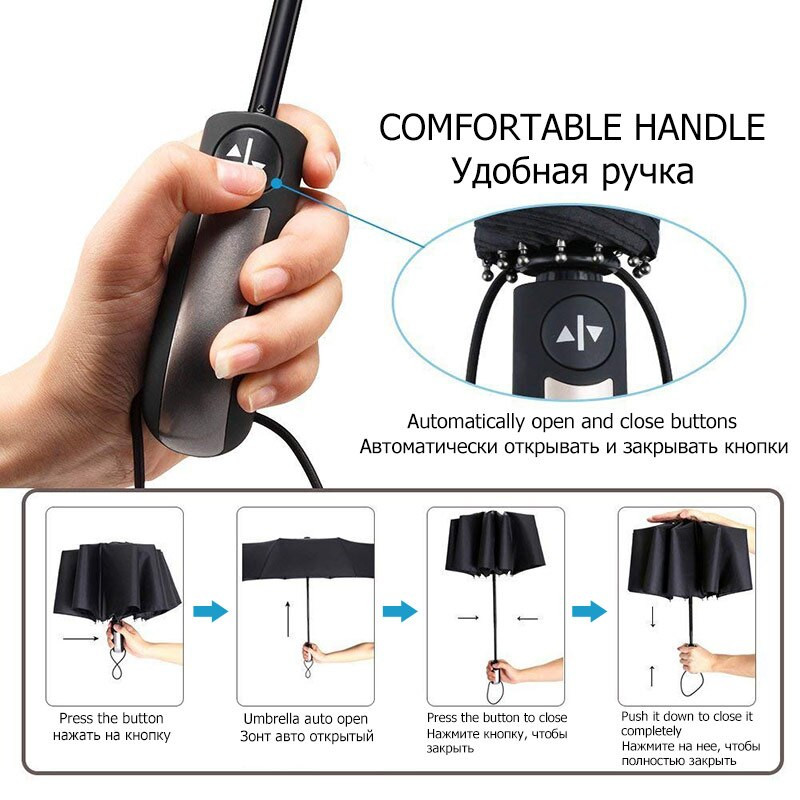 2022 Automatický vetruodolný dáždnik Dámsky mužský dažďový vetruodolný 10K 3 skladací silný veľký slnečník Paraguas dropshipping
