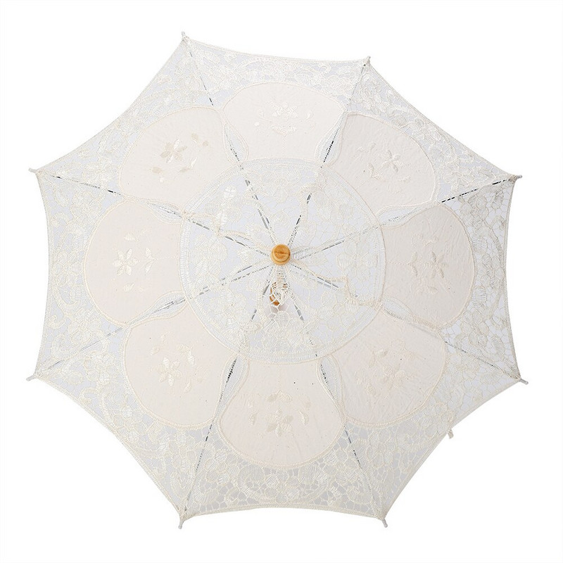 Csipke virág hímzés Napernyő Esküvői Menyasszony fotózás Esernyő Bézs Csipke dekoráció Party Menyasszonyi zuhany Menyasszonyi Esernyő Ajándékok