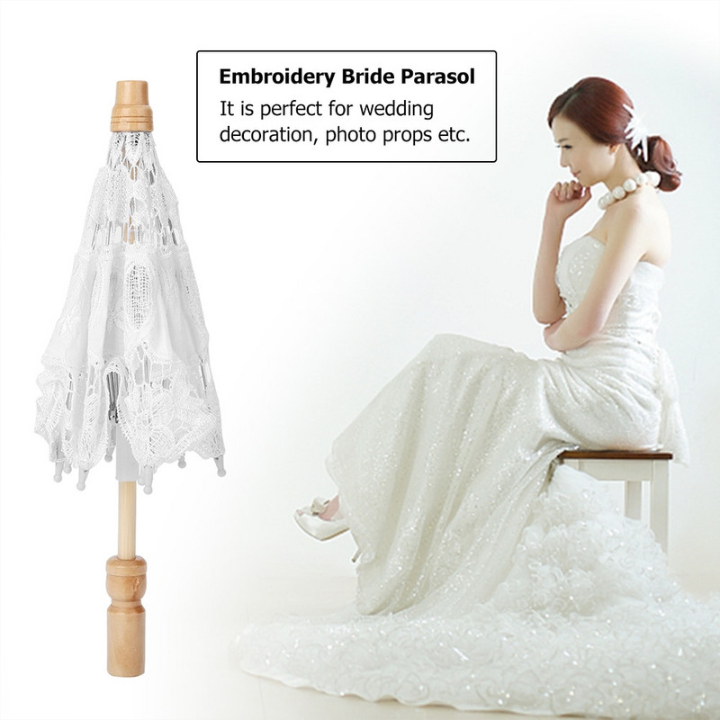 Csipke virág hímzés Napernyő Esküvői Menyasszony fotózás Esernyő Bézs Csipke dekoráció Party Menyasszonyi zuhany Menyasszonyi Esernyő Ajándékok