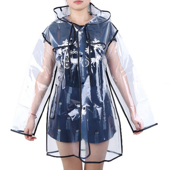 PVC Διαφανές Αδιάβροχο Παλτό Βινυλίου Αδιάβροχο Αδιάβροχο Σπίτι Υπαίθρια Ταξίδι Runway με κουκούλα Poncho Rain Coats Γυναικεία αδιάβροχα ρούχα