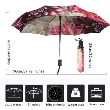 Όμορφη λουλούδια ομπρέλα βροχής γυναικεία αυτόματη ομπρέλα τριών πτυσσόμενων αντηλιακή ομπρέλα ανδρική φορητή ομπρέλα
