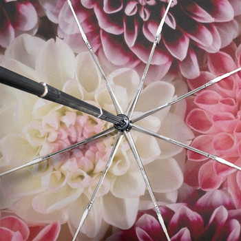 Красив чадър с щампа на цветя Дъждовен дамски автоматичен чадър Три сгъваеми слънцезащитен чадър Мъжки преносим чадър