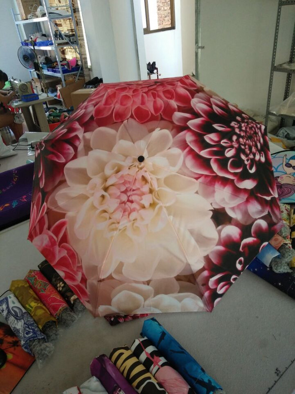 Umbrelă de ploaie cu imprimeu flori frumoase Umbrelă automată pentru femei Umbrelă de soare pliabilă cu trei umbrele de soare pentru bărbați