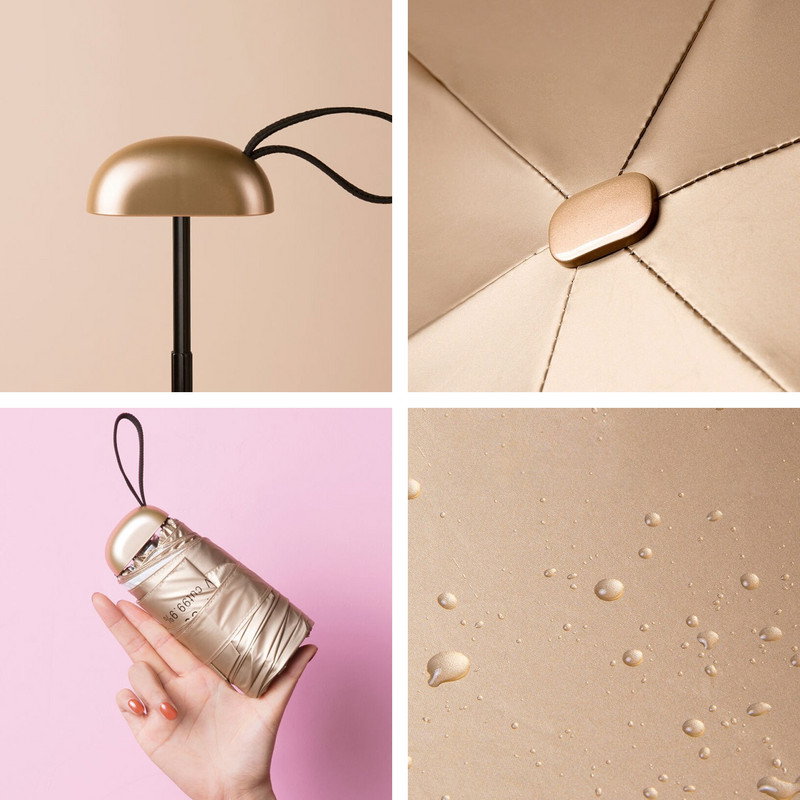 Nový mini vreckový dáždnik, dáždnik pre ženy, anti UV ochrana, titánovo-strieborný povlak, malý slnečník pre dievčatá, cestovný, roztomilý slnečník so 6 rebrami