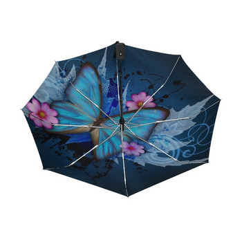 New Fashion Butterfly Over Flowers Γυναικεία αυτόματη ομπρέλα 3 πτυσσόμενη ομπρέλα αντηλιακής προστασίας από βροχή Ανδρική φορητή ομπρέλα