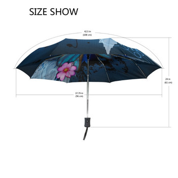 New Fashion Butterfly Over Flowers Γυναικεία αυτόματη ομπρέλα 3 πτυσσόμενη ομπρέλα αντηλιακής προστασίας από βροχή Ανδρική φορητή ομπρέλα