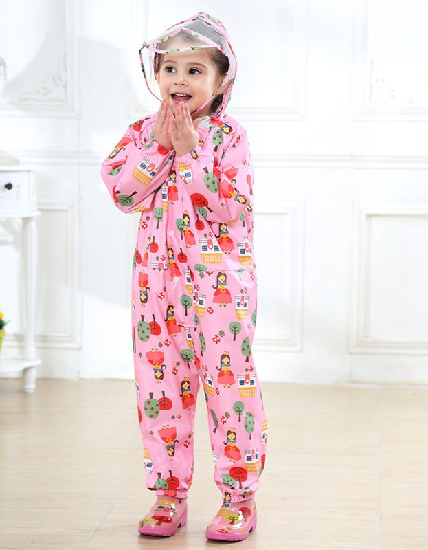 Detský pršiplášť, nepriepustný pršiplášť s kapucňou, nepremokavé pršiplášte pre deti, ružovo-modré pončo pre chlapcov a dievčatá, pršiplášť, overal