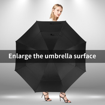 130cm Μεγάλη Ομπρέλα Γκολφ με διπλό κουβούκλιο Αεριζόμενη αντιανεμική διπλή ομπρέλα αδιάβροχη αυτόματη ανοιχτή ράβδο Ασυνήθιστες ομπρέλες