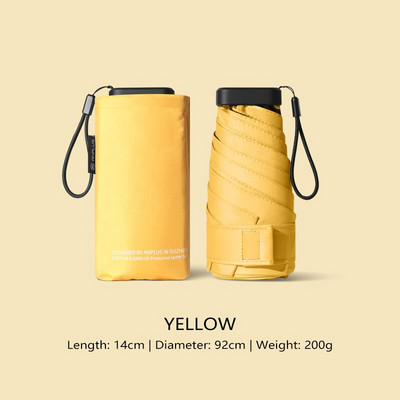 Prémiový mini plochý UV dáždnik, šesťskladací, letný terasový roztomilý dáždnik, prenosný cestovný vreckový slnečník pre deti, farby