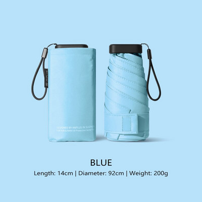 Prémiový mini plochý UV dáždnik, šesťskladací, letný terasový roztomilý dáždnik, prenosný cestovný vreckový slnečník pre deti, farby