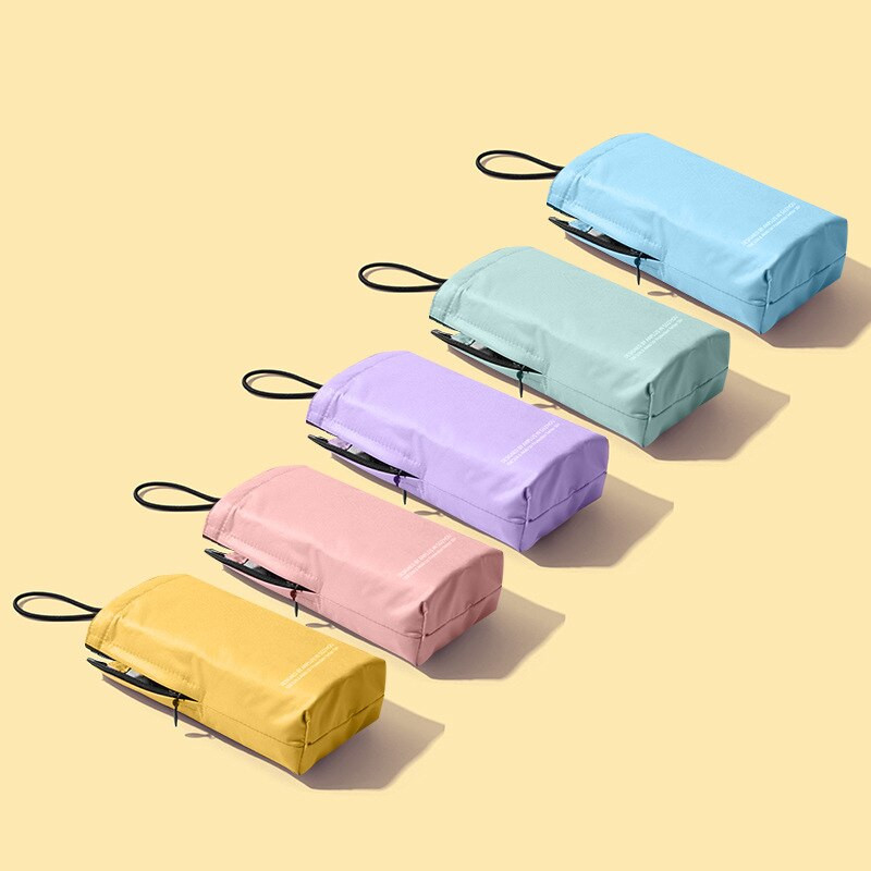 Prémiový mini plochý UV dáždnik, šesťskladací, letný terasový roztomilý dáždnik, prenosný cestovný vreckový slnečník pre deti, farby