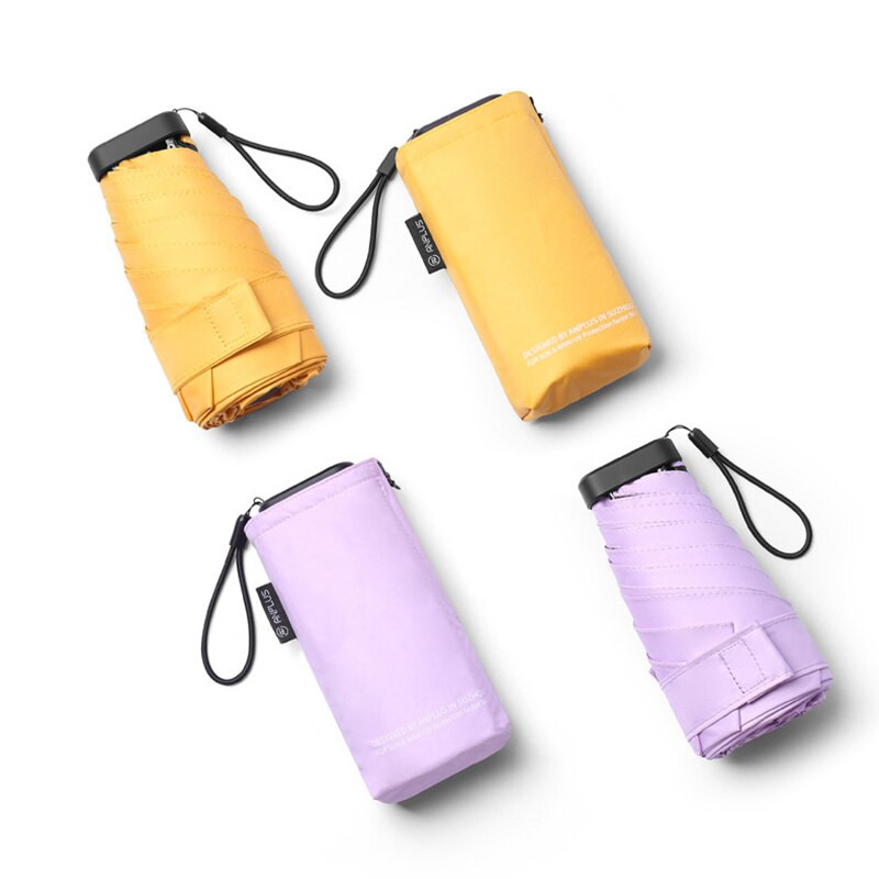 Prémiový mini plochý UV dáždnik, šesťskladací, letný terasový roztomilý dáždnik, prenosný cestovný vreckový slnečník pre deti, farby