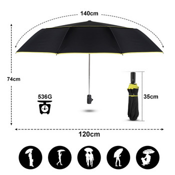 Πλήρως αυτόματη αντιανεμική ομπρέλα Γυναικεία βροχή διπλή υψηλής ποιότητας Μεγάλες 3 αναδιπλούμενες αντιανεμικές ομπρέλες εξωτερικού χώρου για άνδρες