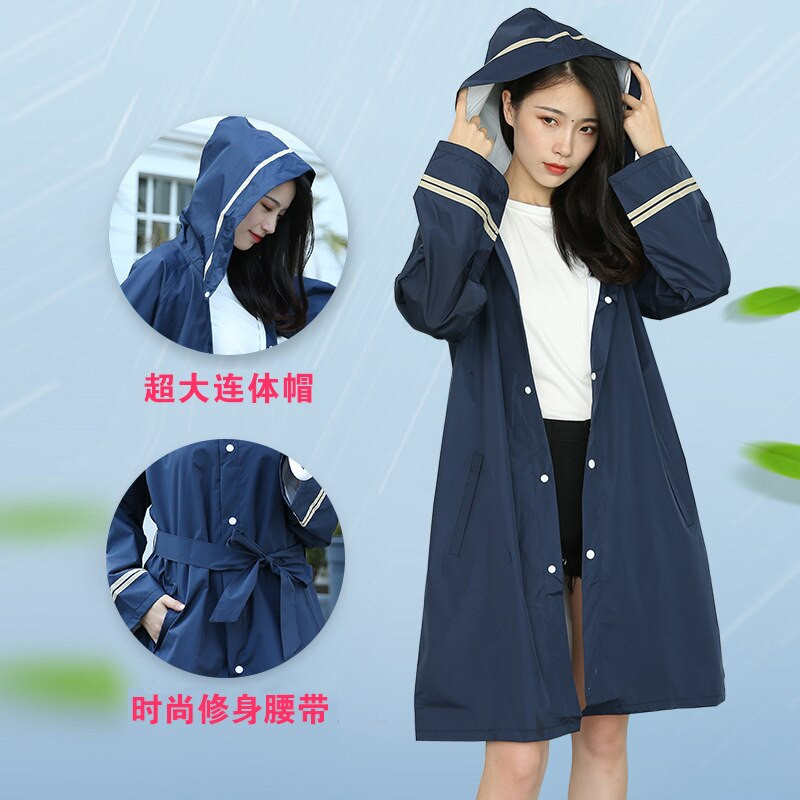 Módny dlhý pršiplášť pre dospelých z roku 2021, dámsky pršiplášť s kapucňou, modrý, na outdoorovú turistiku, cestovanie, rybolov, cyklistiku a pršiplášť
