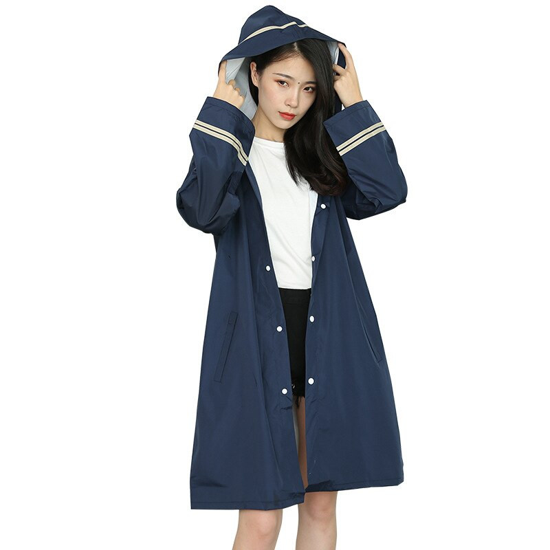 Módny dlhý pršiplášť pre dospelých z roku 2021, dámsky pršiplášť s kapucňou, modrý, na outdoorovú turistiku, cestovanie, rybolov, cyklistiku a pršiplášť