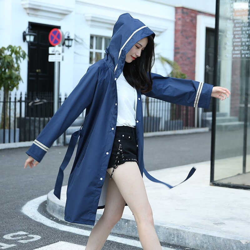 Módny dlhý pršiplášť pre dospelých z roku 2021, dámsky pršiplášť s kapucňou, modrý, na outdoorovú turistiku, cestovanie, rybolov, cyklistiku a pršiplášť