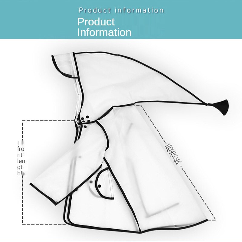 Detský pršiplášť s kapucňou, pončo, priehľadný, nepremokavý, vetrovka, nepriepustný