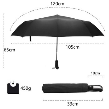 2022 Ανθεκτική στον αέρα πτυσσόμενη αυτόματη ομπρέλα Γυναικεία βροχή Unisex Μεγάλη αντιανεμική ομπρέλα Μαύρη επίστρωση Ομπρέλα ομπρέλας