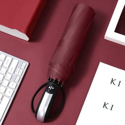 2022 Vetruodolný skladací automatický dáždnik, dáždnik pre ženy, unisex, veľký vetruodolný dáždnik s čiernym povrchom, slnečník