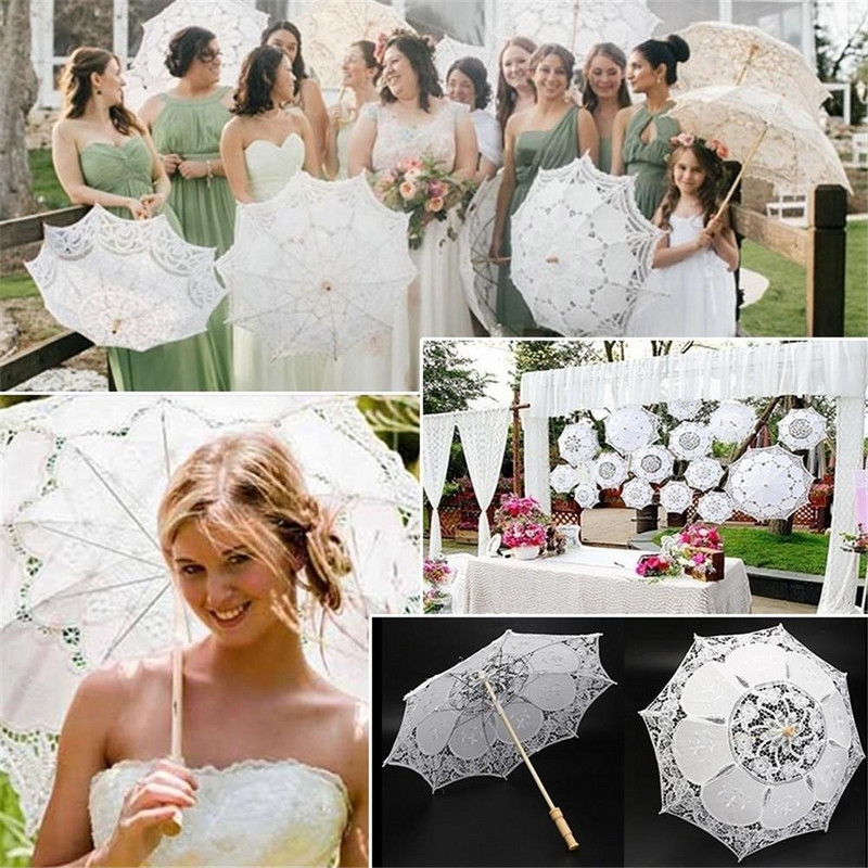 Svadobný kvetinový dievčatko drevená rukoväť dutý čipkovaný dáždnik fotografické rekvizity remeselný dáždnik paraguas dáždnik do dažďa pre ženy