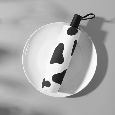 Mini prenosný päťnásobný automatický slnečník s motívom kravy, čiernobiely vzor, kreatívny dámsky slnečník do daždivého alebo slnečného dňa