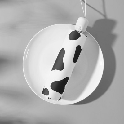 Mini prenosný päťnásobný automatický slnečník s motívom kravy, čiernobiely vzor, kreatívny dámsky slnečník do daždivého alebo slnečného dňa