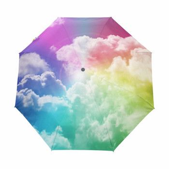 Creative Sky Luxury Fashion Τρεις πτυσσόμενες αυτόματη ομπρέλα βροχής Γυναικεία αντιανεμική προστασία από τον ήλιο Ανθεκτική ομπρέλα Parapluie