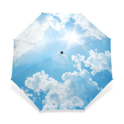 Creative Sky Luxury Fashion Trīs salokāms automātisks lietussargs lietus sievietēm vēja necaurlaidīgs saules aizsargs, izturīgs lietussargs parapluie