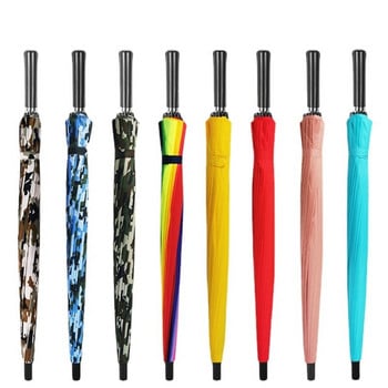 24 Bone Long Umbrella Super Large Rainproof Rainbow Straight Rod Εγχειρίδιο Shelter Win and Rain Οικιακές Ομπρέλες Οικιακής Ανδρικής Γυναίκας