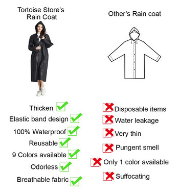 Επαναχρησιμοποιήσιμο Thicken Γυναικείο ανδρικό παλτό βροχής Αδιάβροχο μπουφάν Poncho Cloak Κουκούλα με κουκούλα Αδιάβροχο κοστούμι για τουρισμό ψάρεμα Ποδηλασία Πεζοπορία