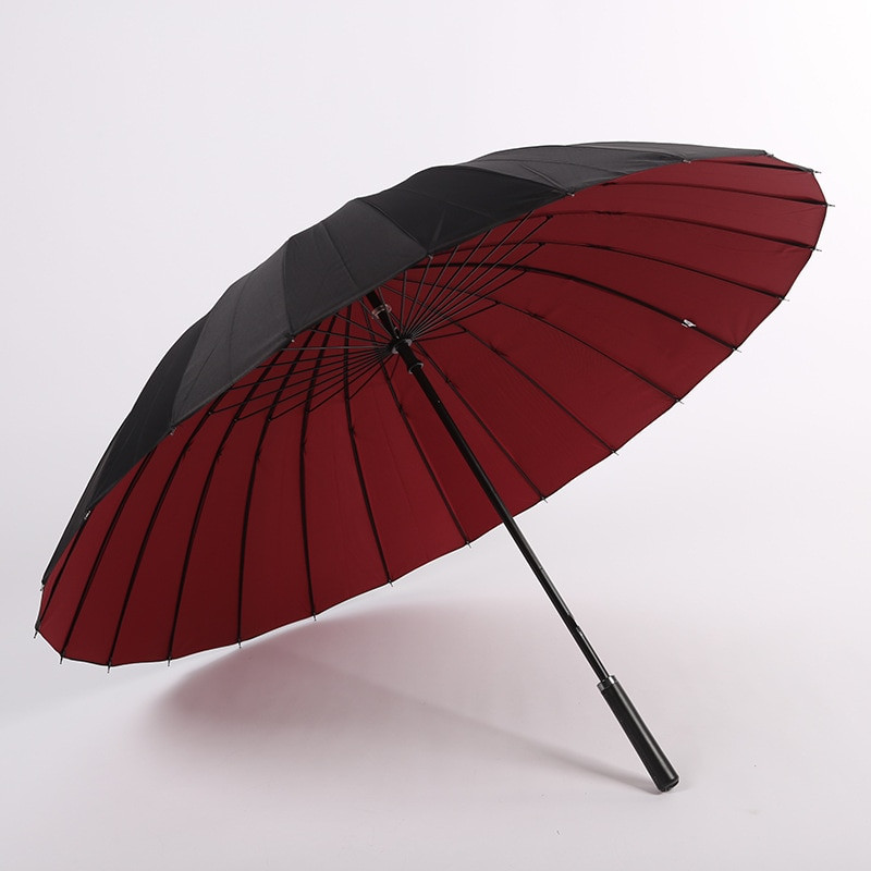 Pánsky retro dáždnik s manuálnym ovládaním 24 kostí, dlhá rukoväť, rovný, s dvojitým zosilnením, proti búrke, opaľovací krém, roztomilý slnečník