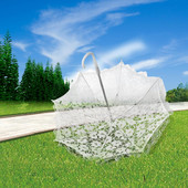 Umbrelă decorativă albă pentru fată de flori de nuntă Umbrelă mică din dantelă cu mâner lung din oțel inoxidabil în stil european și american