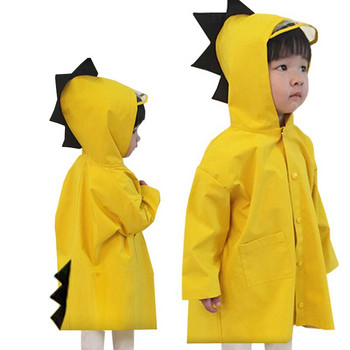 Χαριτωμένο αδιάβροχο αδιάβροχο από πολυεστέρα δεινοσαύρων για παιδιά αδιάβροχο παιδικό αδιάβροχο μπουφάν για αγόρι Poncho Κίτρινο Δώρο