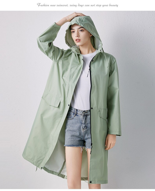 Dámsky nový štýlový dlhý pršiplášť, nepremokavá pršiplášťová bunda, pršiplášť, zahustený nepremokavý pršiplášť