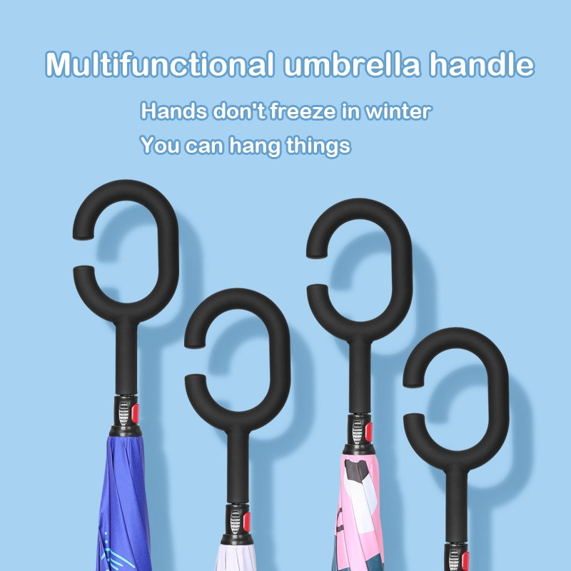 Livrare gratuită 2021 pentru copii, umbrelă inversată cu două straturi, umbrelă de protecție solară cu animale din desene animate, umbrelă lungă pentru băieți și fete, fără mâner