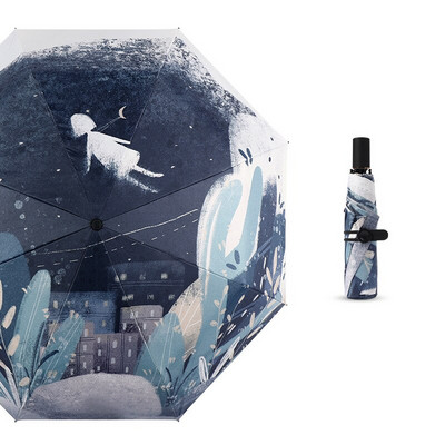 YADA 2020 Ručne maľované kreslené 3-skladací dáždnik pre ženy UV dážďovka slnečník dáždnik dážď slnko svetlo DIY dáždniky YD200199