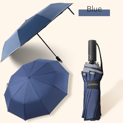 Automatický vetruodolný dáždnik pre mužov, 10 rebier, veľká veľkosť, reflexný prúžok, dámsky, mužský, slnečník s 3 skladacími dáždnikmi, dáždnik do dažďa pre mužov