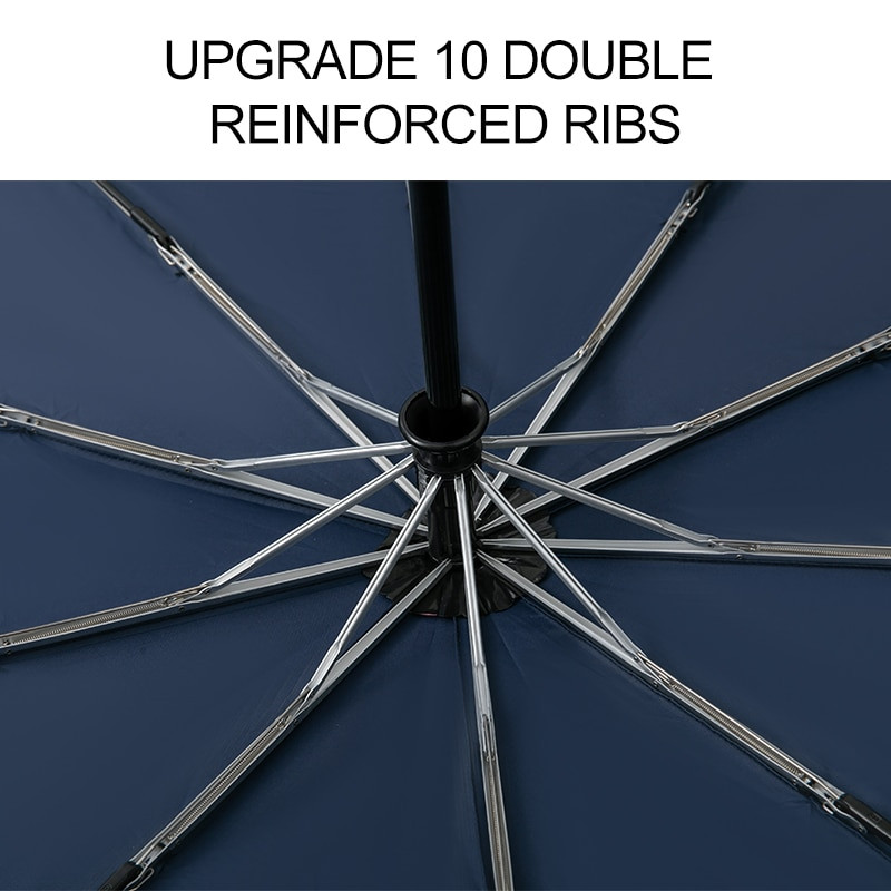 Automatický vetruodolný dáždnik pre mužov, 10 rebier, veľká veľkosť, reflexný prúžok, dámsky, mužský, slnečník s 3 skladacími dáždnikmi, dáždnik do dažďa pre mužov