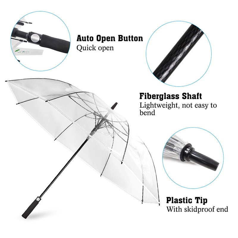 ZOMAKE skaidrus golfo skėtis, didelis vėjui atsparus skėtis automatinis atviras skėtis nuo lietaus moterims vestuvinis skėtis
