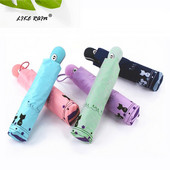 Dáždnik s automatickým dáždnikom LIKE RAIN, trojskladací, čierny, s čiernym povrchom, plážový slnečník UBY29