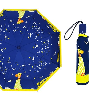 Dáždnik s automatickým dáždnikom LIKE RAIN, trojskladací, čierny, s čiernym povrchom, plážový slnečník UBY29