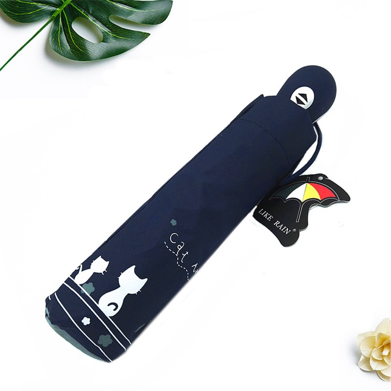 Dáždnik s automatickým dáždnikom LIKE RAIN, trojskladací, čierny, s čiernym povrchom, plážový slnečník UBY29