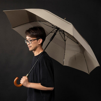 Parachase Big Umbrella Ανδρικά Γυναικεία Rain Διπλό στρώμα Αντιανεμικό 8 ραβδώσεις Ξύλινη μακριά λαβή Ομπρέλα Αυτόματη ισχυρή Guarda Chuva