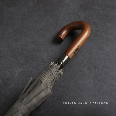 Parachase Veľký dáždnik pre mužov a ženy, dážď, dvojvrstvový, vetruodolný, 8 rebier, drevený dáždnik s dlhou rukoväťou, automatický, silný, strážny, Chuva